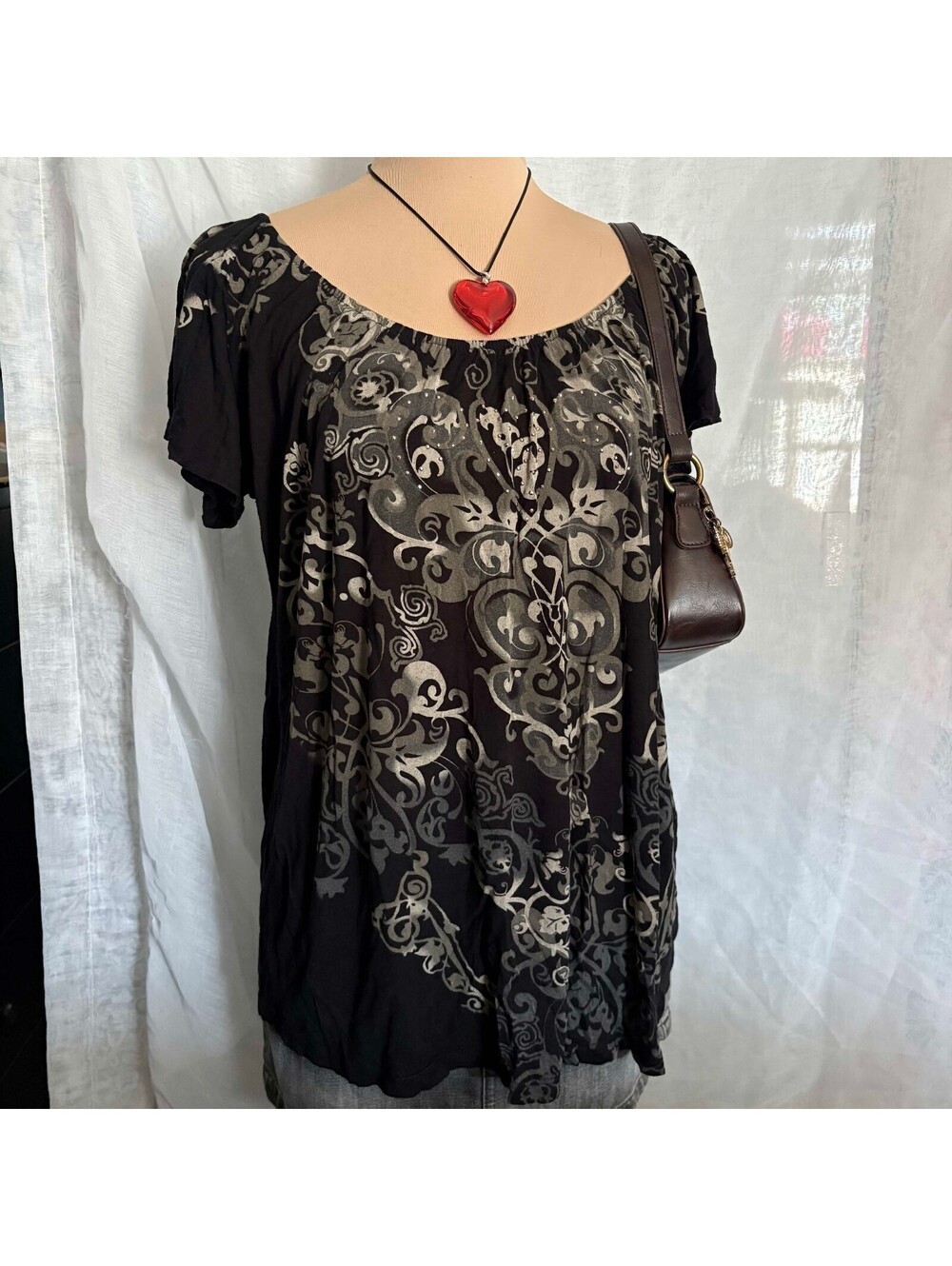 black grunge flowy off the shoulder y2k top